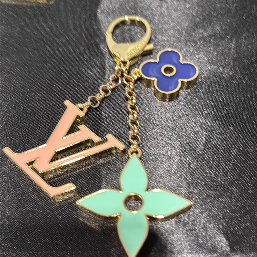 Luxury inspired gold and Blue Keychain
